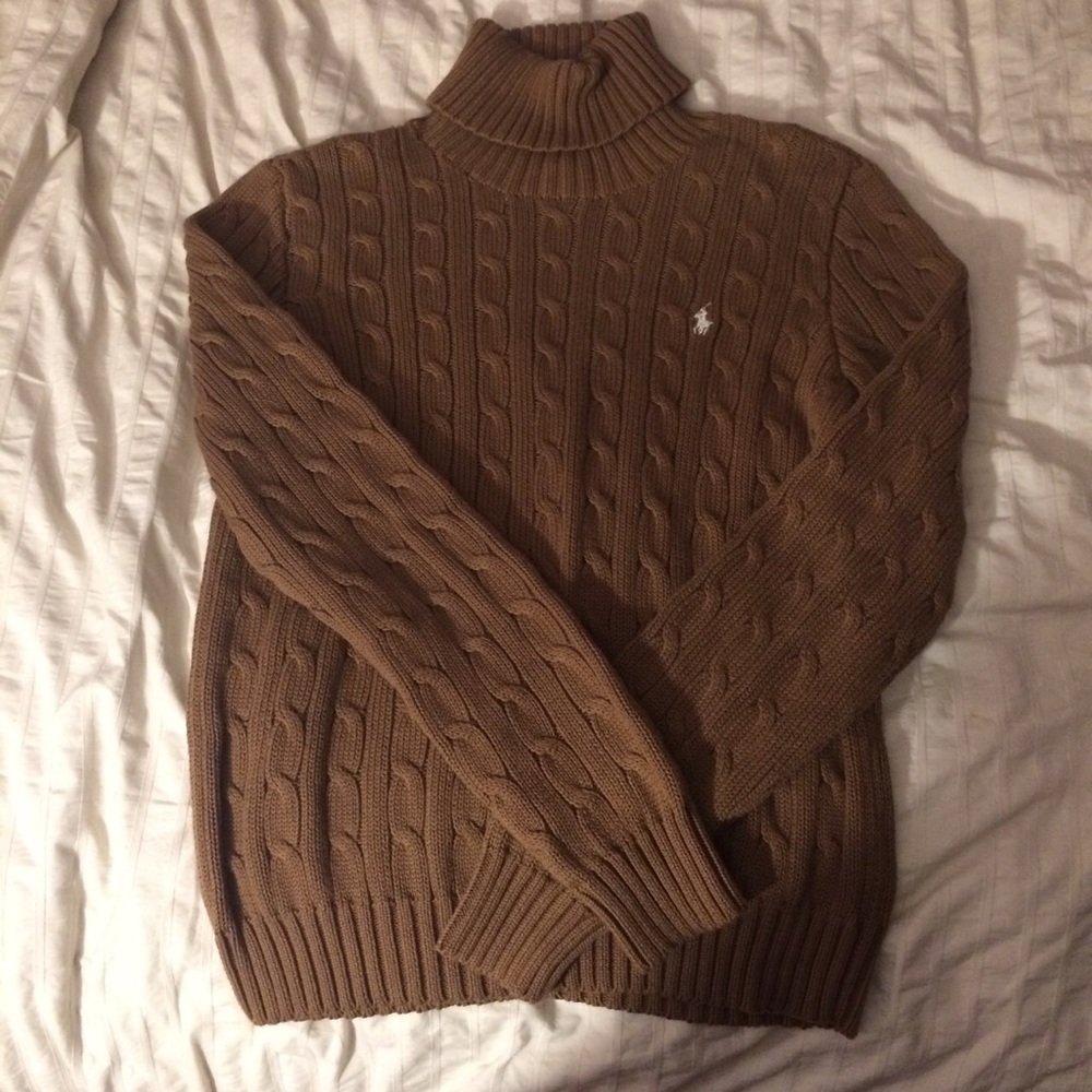 ralph lauren turtleneck cable knit sweater